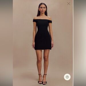 MESHKI Cassidy Crepe Off Shoulder Mini Dress